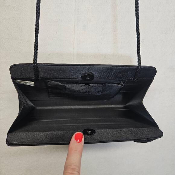 Jessica McClintock Black Satin Evening Bag - Picture 3 of 8